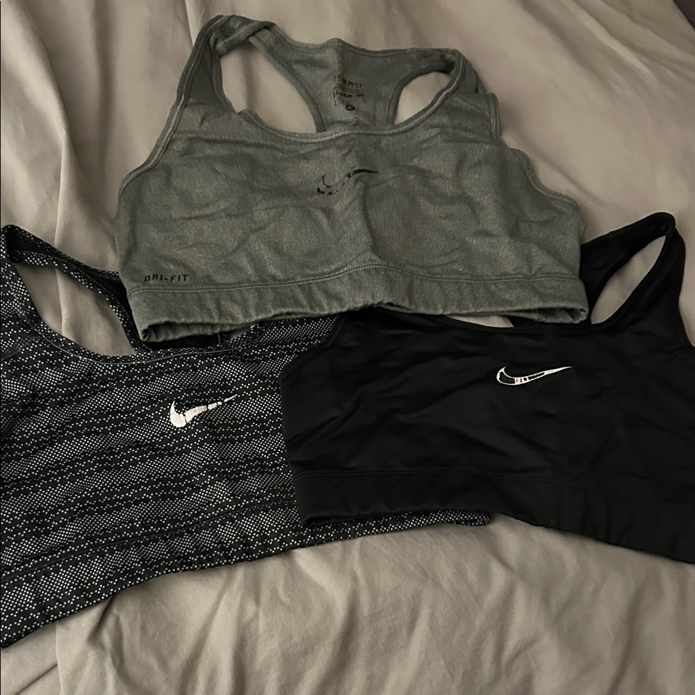 Nike Black and Gray Sports Bra Trio